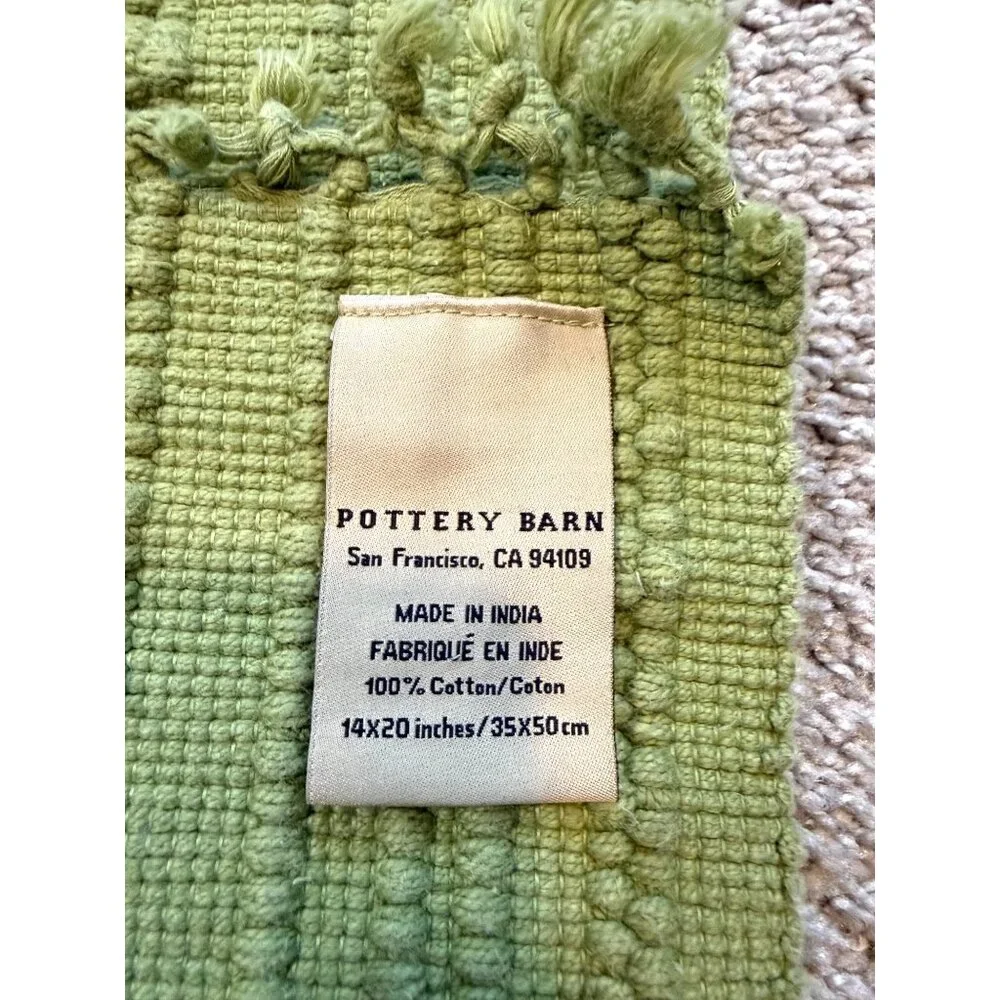 Pottery Barn Set Of 4 Green Placemats 14x20 Inches 100% Cotton Textured